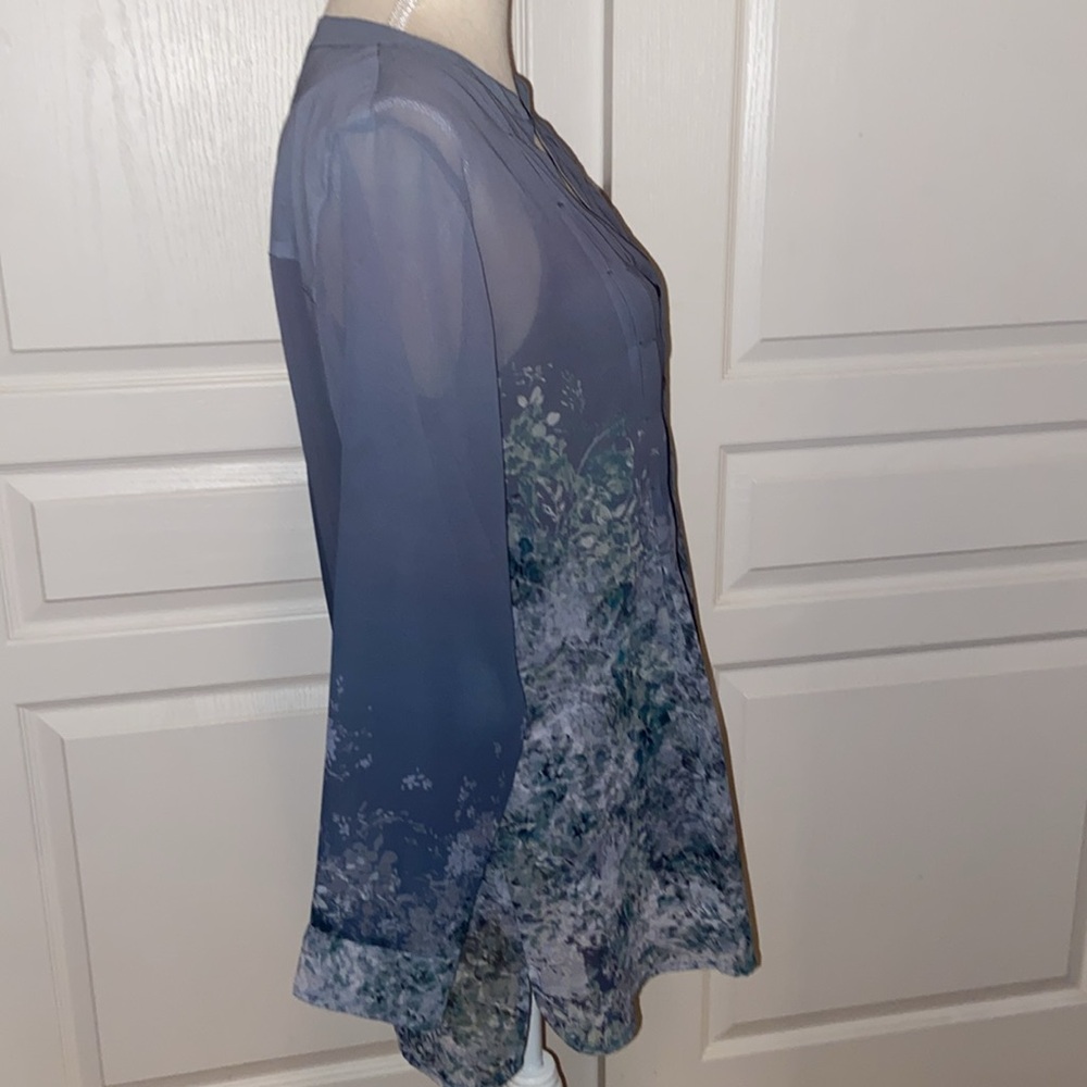 Soft Surroundings Cybele Tunic Periwinkle Floral Pintuck Pleats Blouse w/ Cami - Picture 7 of 16